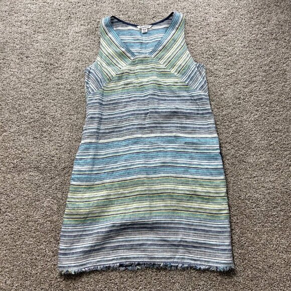 Tommy Bahama Womens Medium Blue Micronesia Striped Linen Sleeveless Shift Dress - Picture 3 of 10